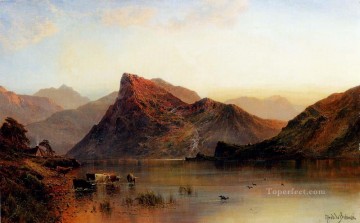 湖池の滝 Painting - グライドル山脈 スノードン渓谷 ウェールズの風景 アルフレッド・デ・ブリアンスキー・シニア